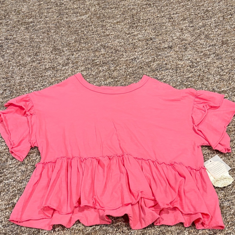 Altar'd State Vibrant Pink Ruffle Blouse